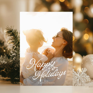 Grote foto witte letters overlay Prettig kerstfees Feestdagenkaart