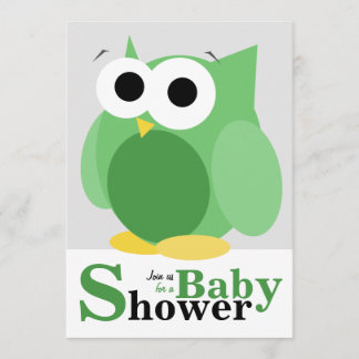 Grote Funny Green Owl Baby Shower-uitvindingen Kaart