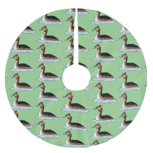 Grote fuut vogel cartoonillustratie kerstboom rok