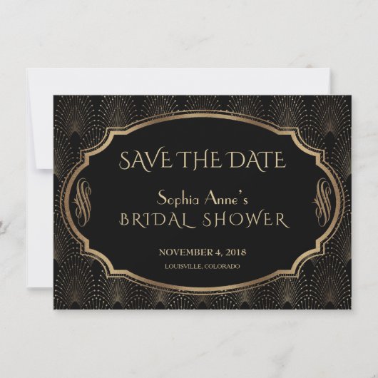  Grote Gatsby 20s Kunst Deco sparen de datum Save The Date (Voorkant)