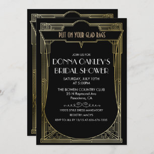 Grote Gatsby Art Deco Bridal Shower Uitnodiging
