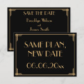 Grote Gatsby Art Deco Bruiloft Dezelfde Planning N Save The Date (Voorkant / Achterkant)