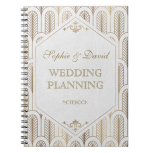 Grote Gatsby Art Deco Gold White Wedding Planner Notitieboek