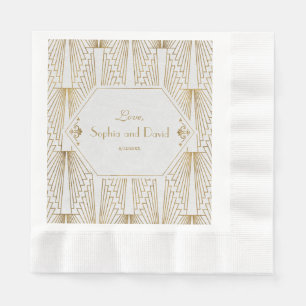 Grote Gatsby Art Deco Goud Witte Bruiloft Servetten