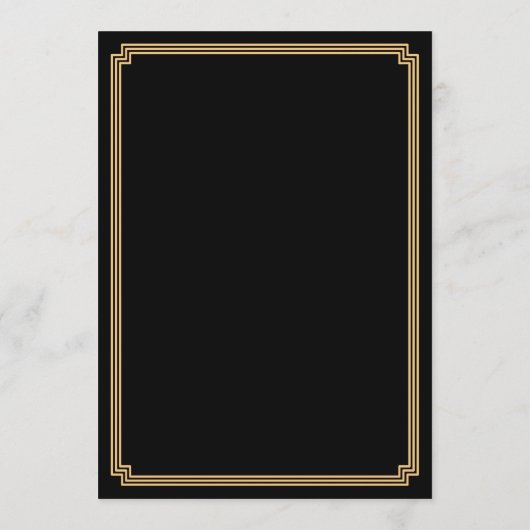 Grote Gatsby Art Deco Goud Zwart Trouwmenu Menu (Achterkant)