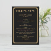Grote Gatsby Art Deco Goud Zwart Trouwmenu Menu (Staand voorkant)