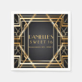 Grote Gatsby Art Deco Sweet 16 Gepersonaliseerd se Servetten (Voorkant)