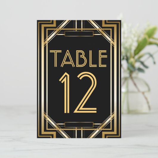 Grote Gatsby Art Deco Tafel Nummer Kaarten (Staand voorkant)