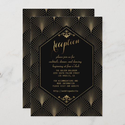 Grote Gatsby  Art Deco Wedding Reception Kaart (Voorkant / Achterkant)