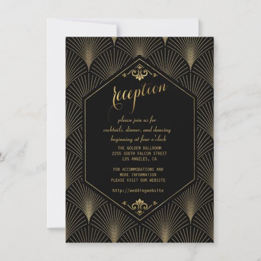 Grote Gatsby  Art Deco Wedding Reception Kaart (Voorkant)