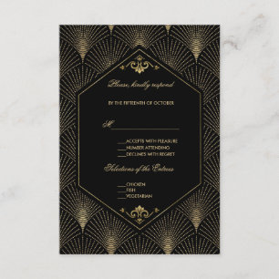 Grote Gatsby Art Deco Wedding RSVP Kaartje