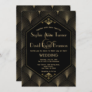 Grote Gatsby  Art Deco Wedding Uitnodiging