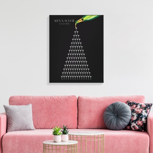 Grote Gatsby Bruiloft Gastenboek Champagne Tower Canvas Afdruk (Insitu (Woonkamer))