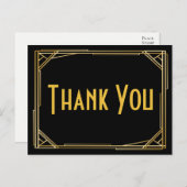 Grote Gatsby Dank U Zwart Goud Art Deco Bruiloft Briefkaart (Voorkant / Achterkant)