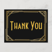 Grote Gatsby Dank U Zwart Goud Art Deco Bruiloft Briefkaart (Voorkant)