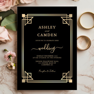 Grote Gatsby Elegante Gouden Lijst Huwelijk Kaart