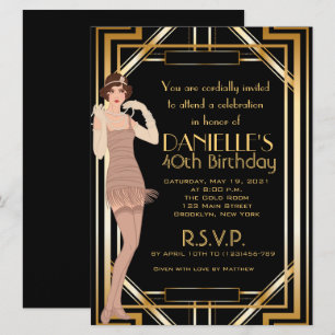 Grote Gatsby geïnspireerde Art Deco Birthday-uitno Kaart