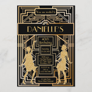 Grote Gatsby geïnspireerde Art Deco Birthday-uitno Kaart