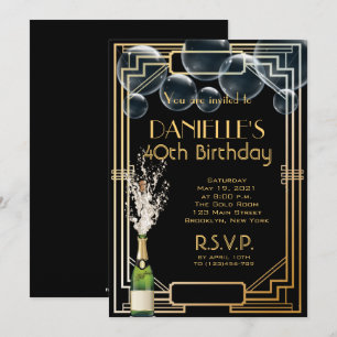 Grote Gatsby geïnspireerde Art Deco Birthday-uitno Kaart