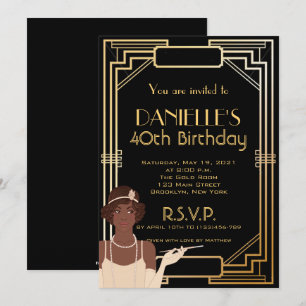 Grote Gatsby geïnspireerde Art Deco Birthday-uitno Kaart