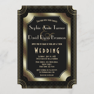 Grote Gatsby Gold Art Deco 20s Wedding Kaart