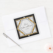 Grote Gatsby Goud Witte Art Deco Trouwdag Vierkante Sticker (Envelop)