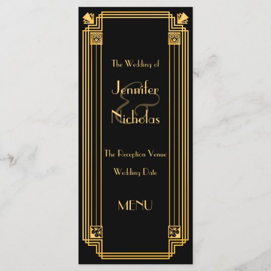 Grote Gatsby jaren 1920 Art Deco Geïnspireerd Wedd Menu (Voorkant)