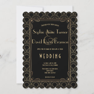 Grote Gatsby  jaren '20 Gold Art Deco Wedding Kaart