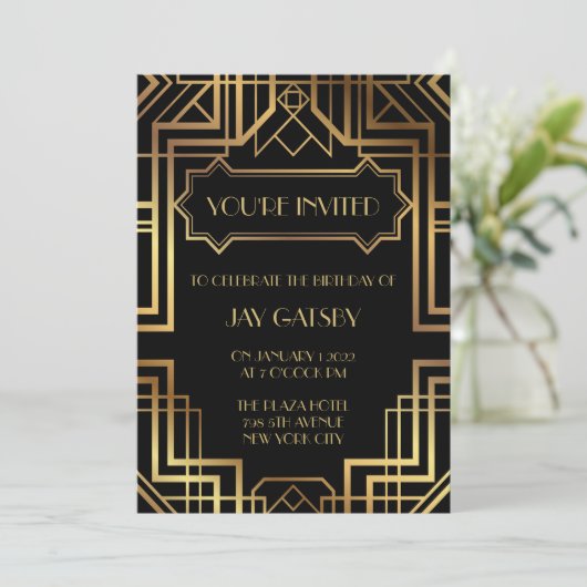 Grote Gatsby-uitnodiging van 1920 voor hooggepreze Kaart (Staand voorkant)