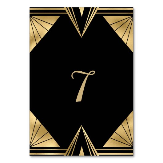 Grote Gatsby zwart en goud Trouwtafel Nummer Kaart (Achterkant)