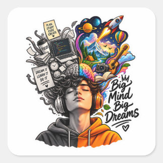 Grote Geest Grote Dromen Inspirerend Creatief Visi Vierkante Sticker