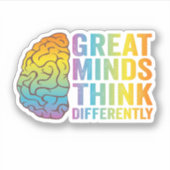 Grote geesten denken anders Adhd Neurodivergent Sticker (Voorkant)