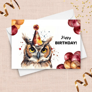 Grote Gehoornde Uil Balloons en Party Pet Verjaard Kaart