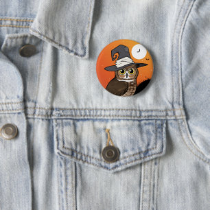 Grote Gehoornde Uil Heks! Ronde Button 5,7 Cm