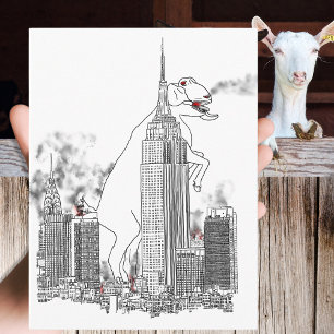 Grote geiten aanval in New York Funny dier kunst Briefkaart