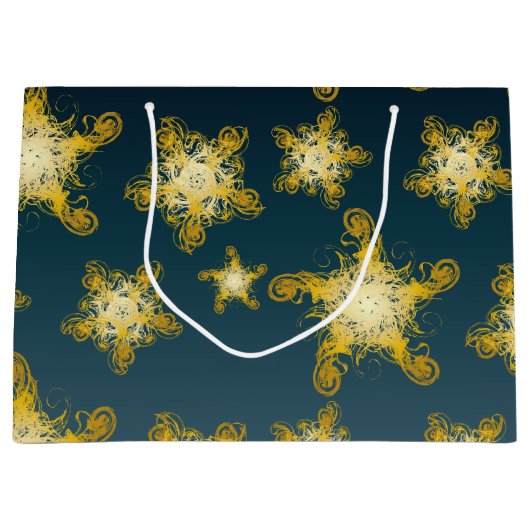 Grote gele decoratieve sterren patroon large cadeautasje (Voorkant)