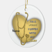 Grote gele hartverpleegkundige keramisch ornament (Links)