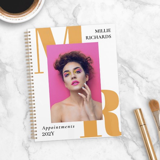 Grote gele Initialen typografie foto afspraak Planner