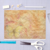 Grote gele vlinder roze licht gouden achtergrond tissuepapier (Craft)