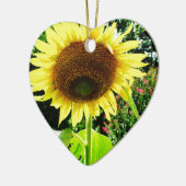 Grote gele zonnebloem keramisch ornament (Links)