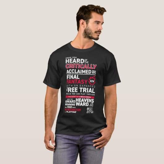 Grote Gemeenschap zoals GCBTW Promo MMO FF14 F T-shirt (Voorkant volledig)