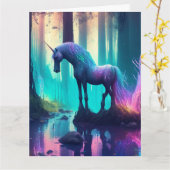 Grote gepersonaliseerde meisje eenhoorn Gelukkige Kaart (Gele Bloem)