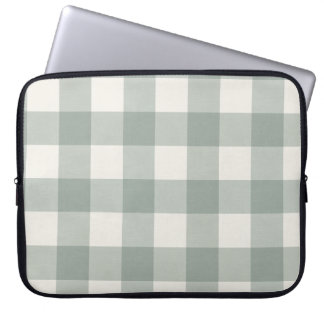 Grote gingham cheques plaid licht salie groen laptop sleeve