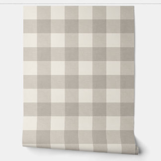 Grote gingham controles plaid neutraal beige behang