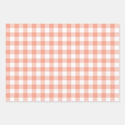 Grote Gingham Patten in Sage Groen, Perzik, Geel Inpakpapier Vel (Voorkant 2)