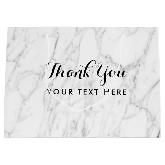 Grote glanzende chique witte stenen marmer custom  groot cadeauzakje (Voorkant)