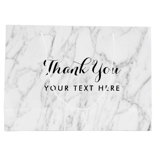 Grote glanzende chique witte stenen marmer custom  groot cadeauzakje (Achterkant)