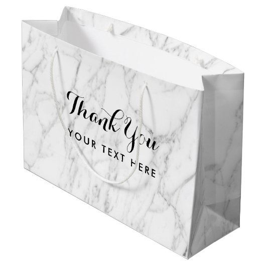 Grote glanzende chique witte stenen marmer custom  groot cadeauzakje (Achterkant Gekanteld)
