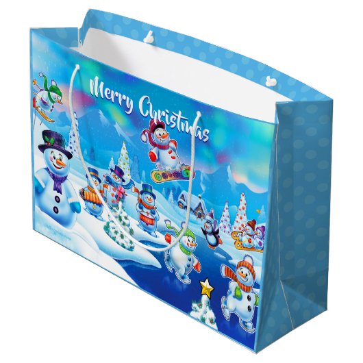 Grote glanzende geschenktas Winter Wonderland snee Groot Cadeauzakje (Achterkant Gekanteld)