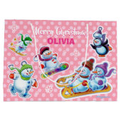 Grote glanzende geschenktas Winter Wonderland Snow Groot Cadeauzakje (Achterkant)